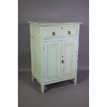 A Victorian painted satin walnut cabinet, with single moulded front drawer over two cupboards,