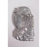 A silver plated vesta case in the form of a bird, 2½"