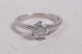 A platinum and diamond solitaire ring, 0.66ct, 3.5g, size L