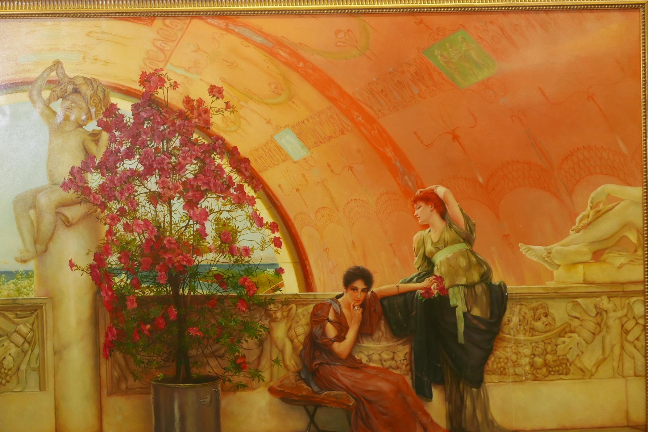 In the manner of Sir Lawrence Alma-Tadema, unconscious rivals, late C20th, unsigned, in a gilt - Image 2 of 7