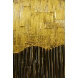 Piero Montanelli, (Slovenian), abstract with a gilt finish, empasto oil on canvas, initialled,