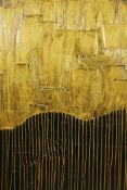 Piero Montanelli, (Slovenian), abstract with a gilt finish, empasto oil on canvas, initialled,