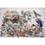 A box of good quality vintage costume jewellery