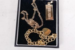 A Royal Mint 9ct gold limited edition Jubilee ingot and chain, 10.9g, no. 0349, maker G.S.,