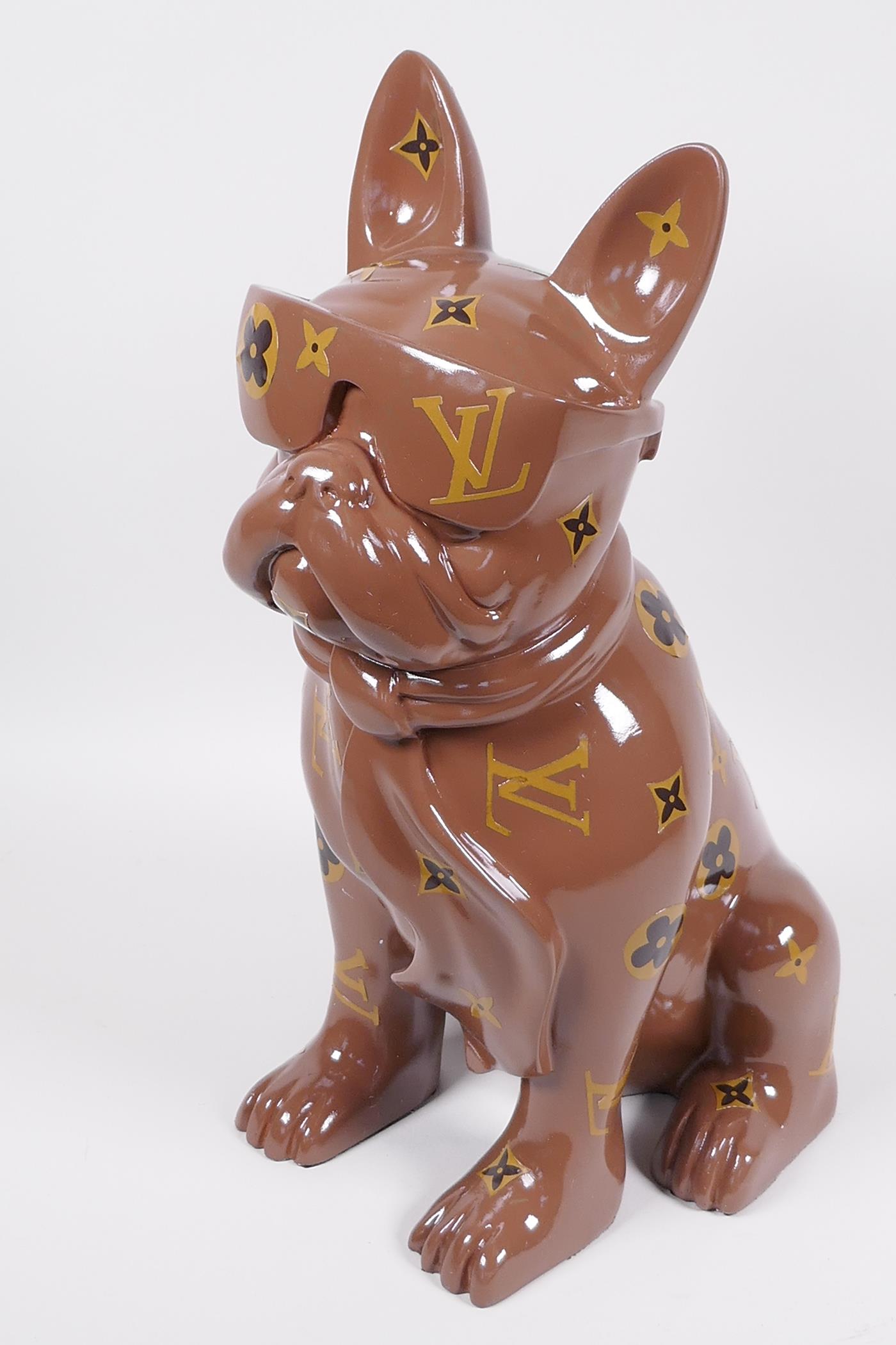 A composition figure of a French Bulldog wearing trendy glasses 14" high - Image 2 of 2