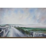 Anne O' Hara, Irish coastal landscape, titled 'Ballybunion', signed, oil on canvas, 30" x 18"