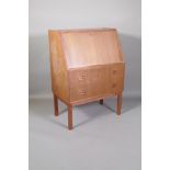 A Danish mid C20th teak fall front bureau by Gunnar Nielson Tibergaard for Ikast Meobelfabrik, 28" x