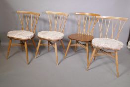 Four Ercol 'Shalstone' elm dining chairs, 32" high