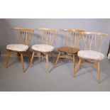 Four Ercol 'Shalstone' elm dining chairs, 32" high