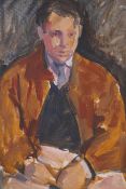 Portrait of a young man, label fragment verso 'Douglas Stannus Gray', oil on canvas board, 20" x 16"