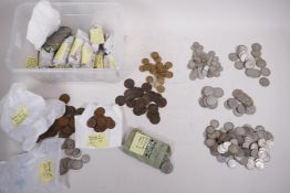 A quantity of late C19th/early C20th British coinage, including 1370g of pre 47 silver coins