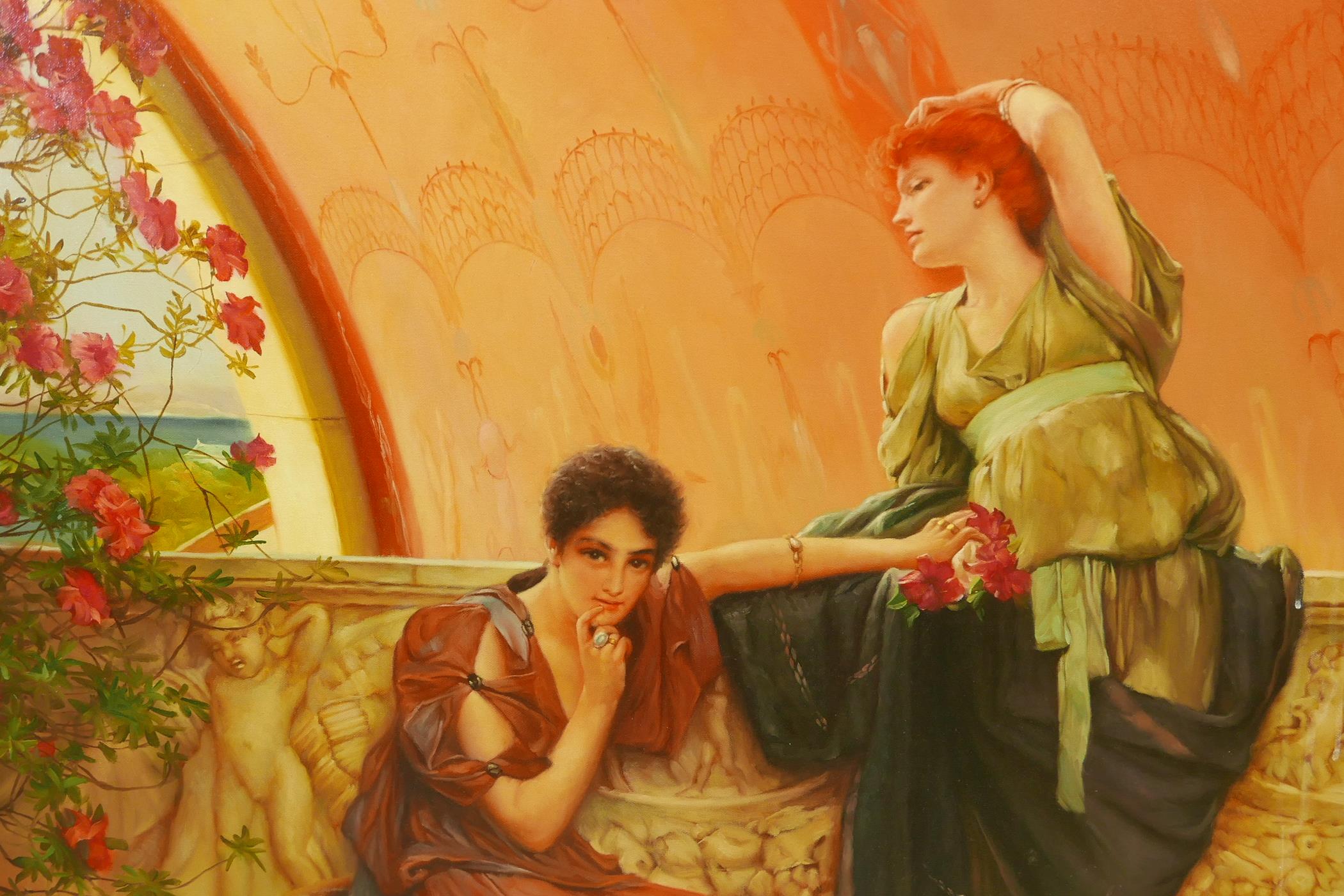 In the manner of Sir Lawrence Alma-Tadema, unconscious rivals, late C20th, unsigned, in a gilt - Image 3 of 7