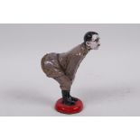 A comical and derogatory cold painted metal pincushion formed as Adolf Hitler, 4½" long
