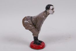 A comical and derogatory cold painted metal pincushion formed as Adolf Hitler, 4½" long