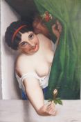 After Antoine Wiertz, Bocciolo di Rosa, C19th oil on canvas, signed I. Bavier, relined, 28" x 18"