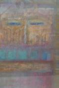 Abstract, mixed media on paper, , signed Monti '92, in a good silver leafed frame, 41" x 29"