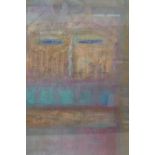 Abstract, mixed media on paper, , signed Monti '92, in a good silver leafed frame, 41" x 29"