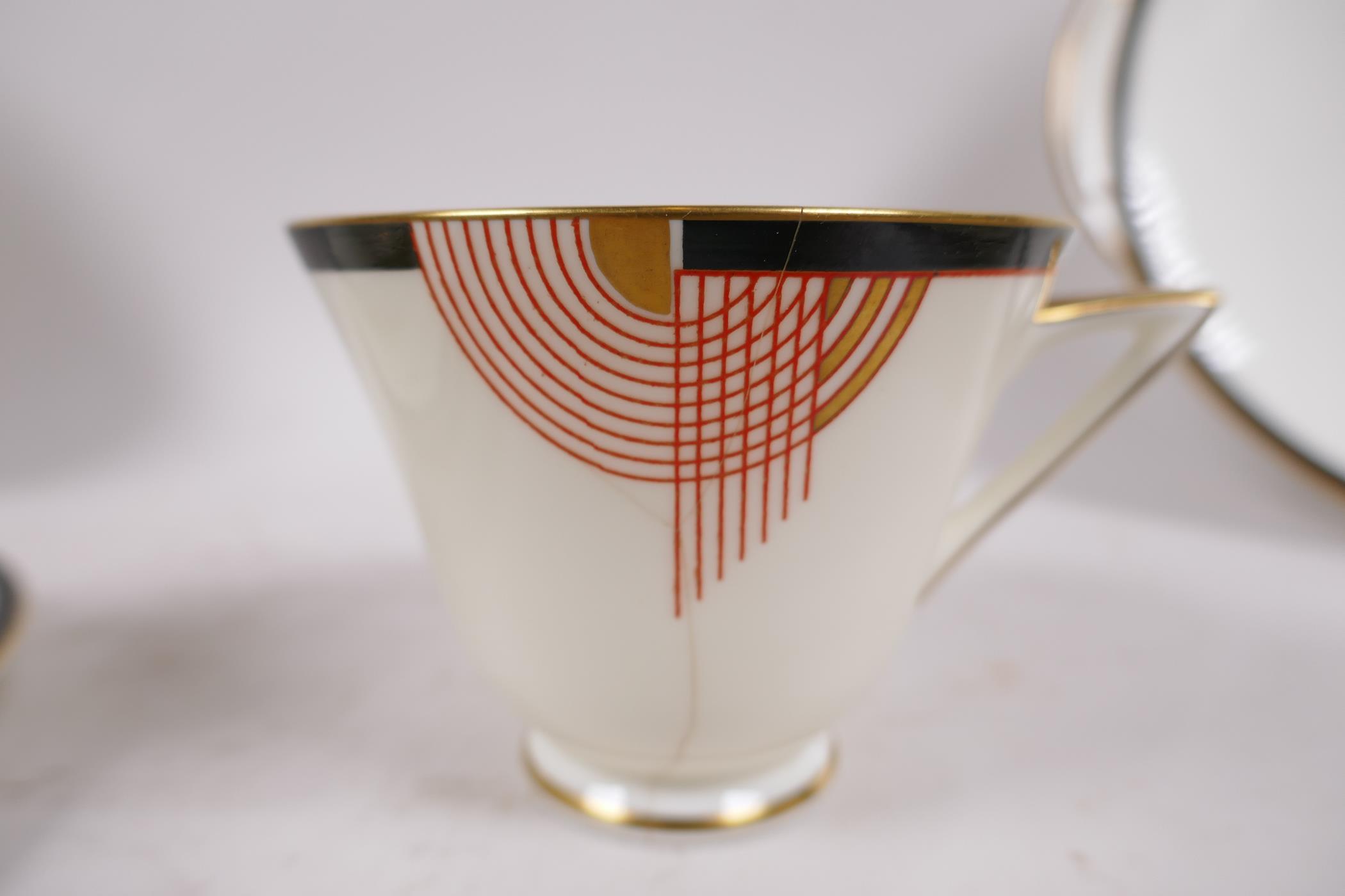 A six setting Royal Doulton 'Tango' pattern tea service to include cups, saucers, cake plates, - Image 6 of 9