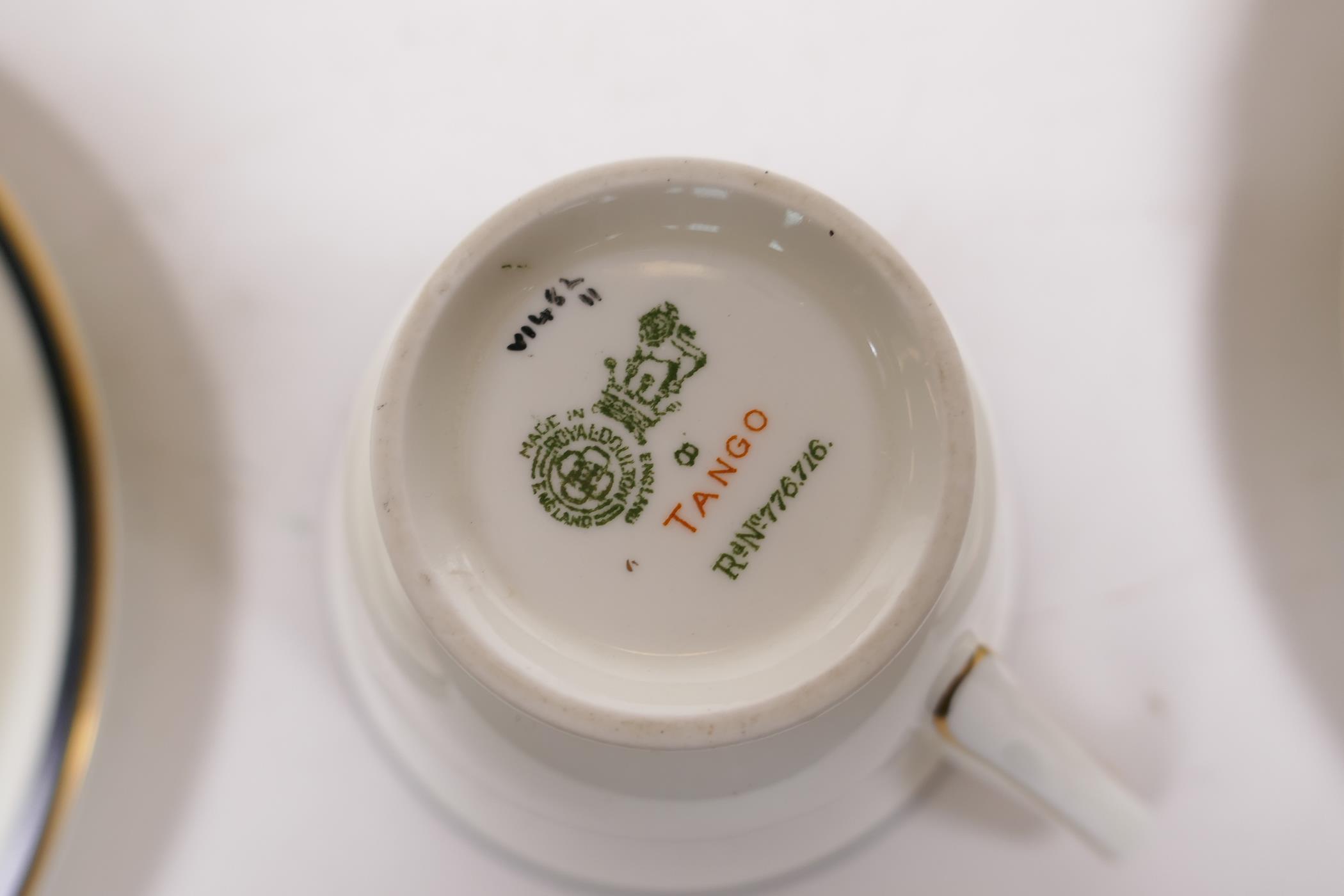 A six setting Royal Doulton 'Tango' pattern tea service to include cups, saucers, cake plates, - Image 5 of 9