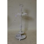 An antique French painted wrought iron stick stand, 22" diameter x 30" high