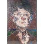 An Impasto portrait, signed verso L Rossoff, oil on board, 16" x 24"