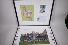 Sporting memorabilia, a limited edition print of Lawrence Dallaglio signed and numbered 423/500,