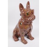 A composition figure of a French Bulldog wearing trendy glasses 14" high