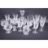 A quantity of good quality glassware including mallet decanter, brandy balloons etc