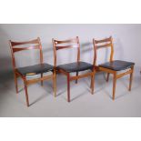 A set of three mid C20th Danish teak dining chairs, A/F repairs