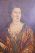 In the manner of Sir Godfrey Kneller, portrait of a lady, oil on canvas, late C18th/early C19th, 25"