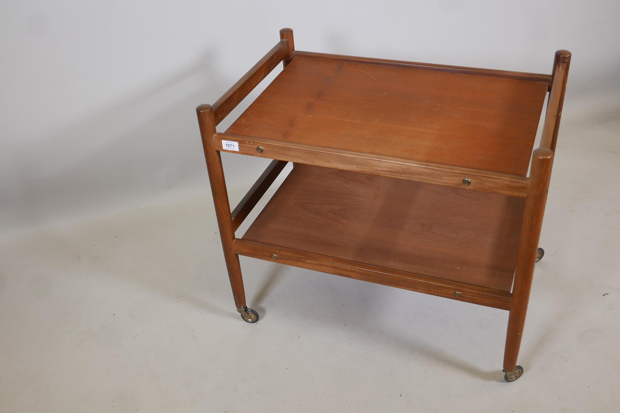 A 1970s teak two tier hostess trolley, 28" x 19" x 25" high - Image 2 of 2