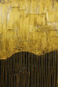 Piero Montanelli, (Slovenian), abstract with a gilt finish, impasto oil on canvas, initialled,