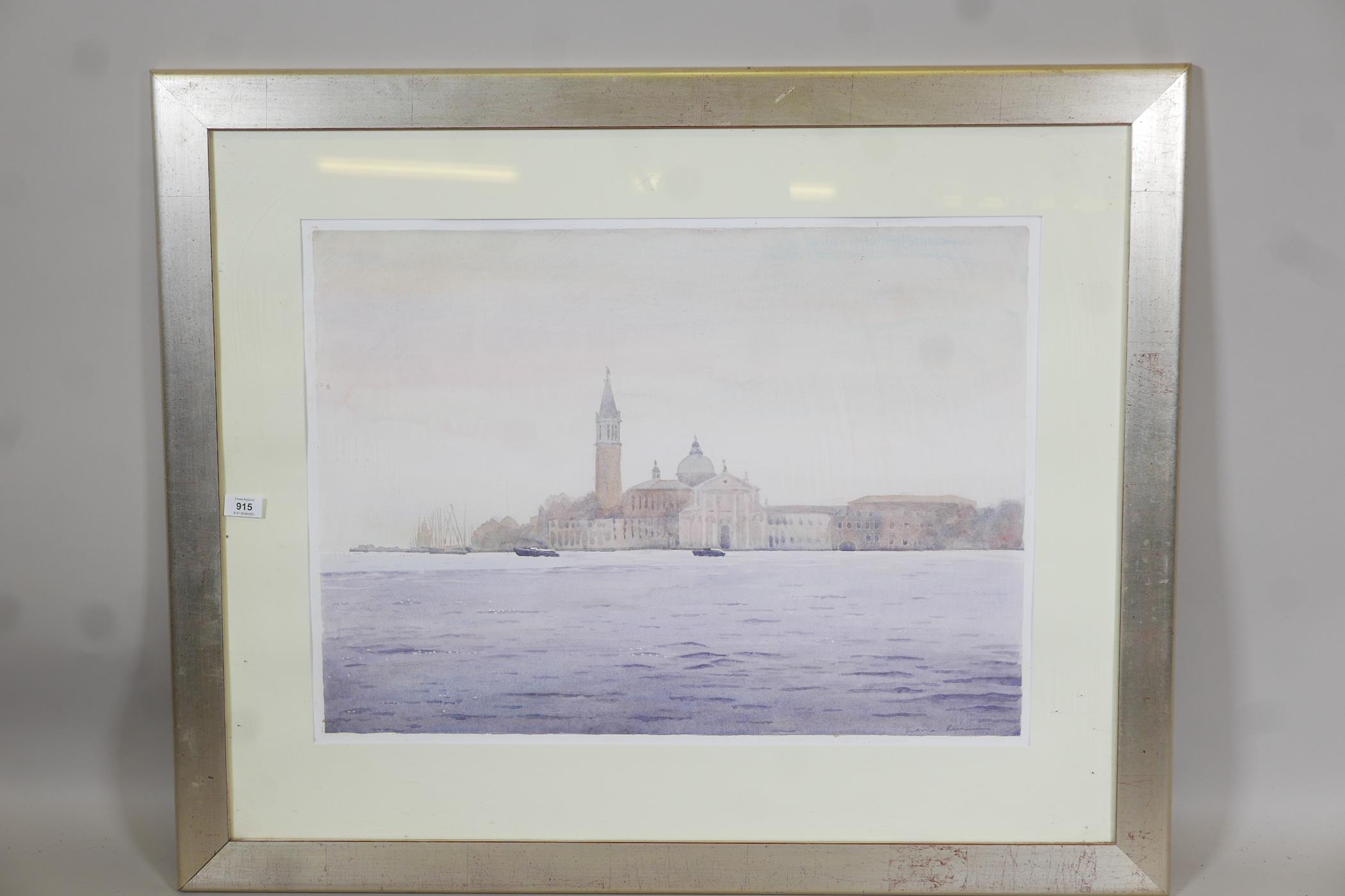 A colour print of Venice lagoon, Morning mist San Georgio, by Ilana Richardson, 28" x 20½" - Image 2 of 4