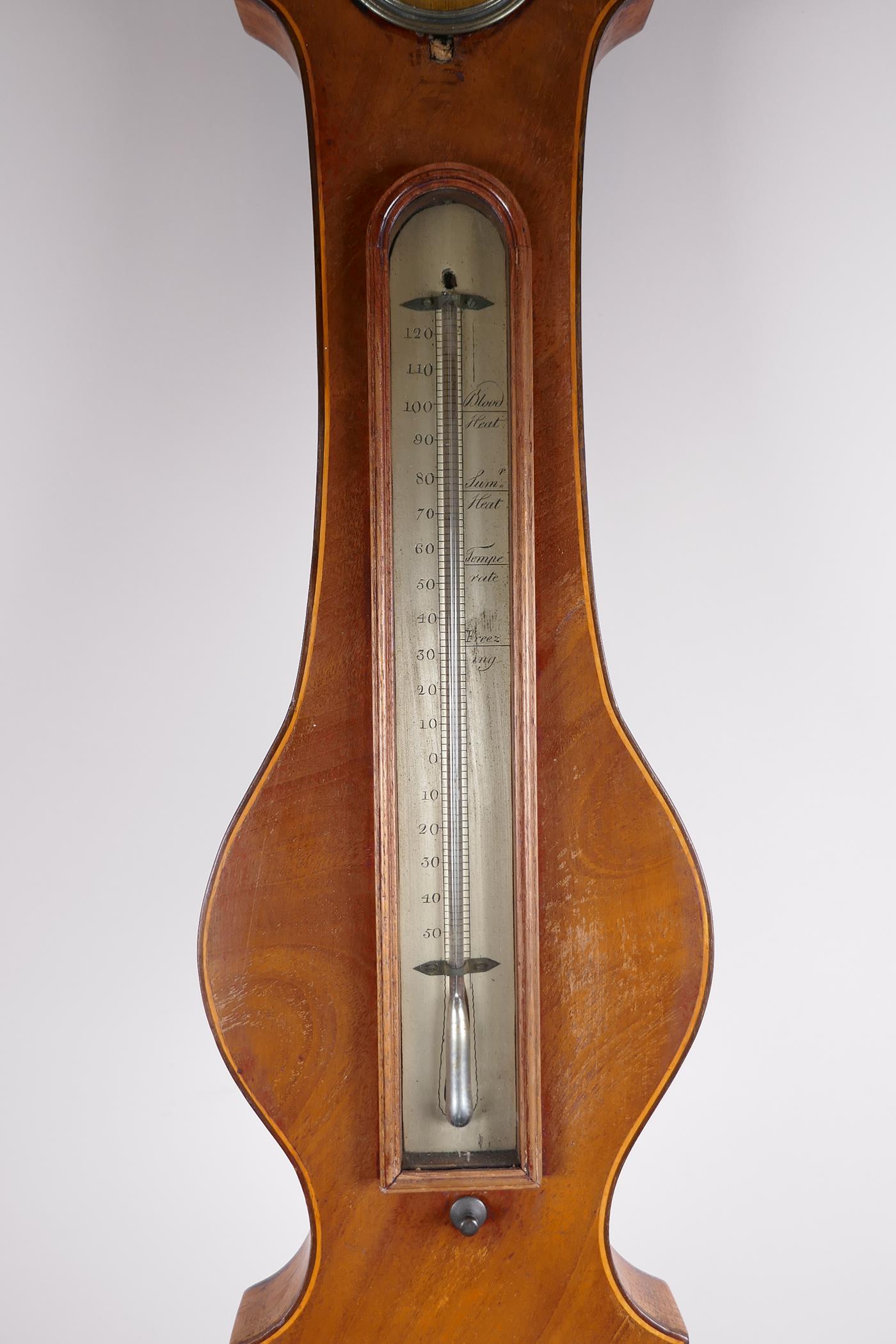 A C19th mahogany banjo barometer, with silvered dial, inscribed D.Fagoli, 11 Brooke Street, Holborn, - Image 3 of 6