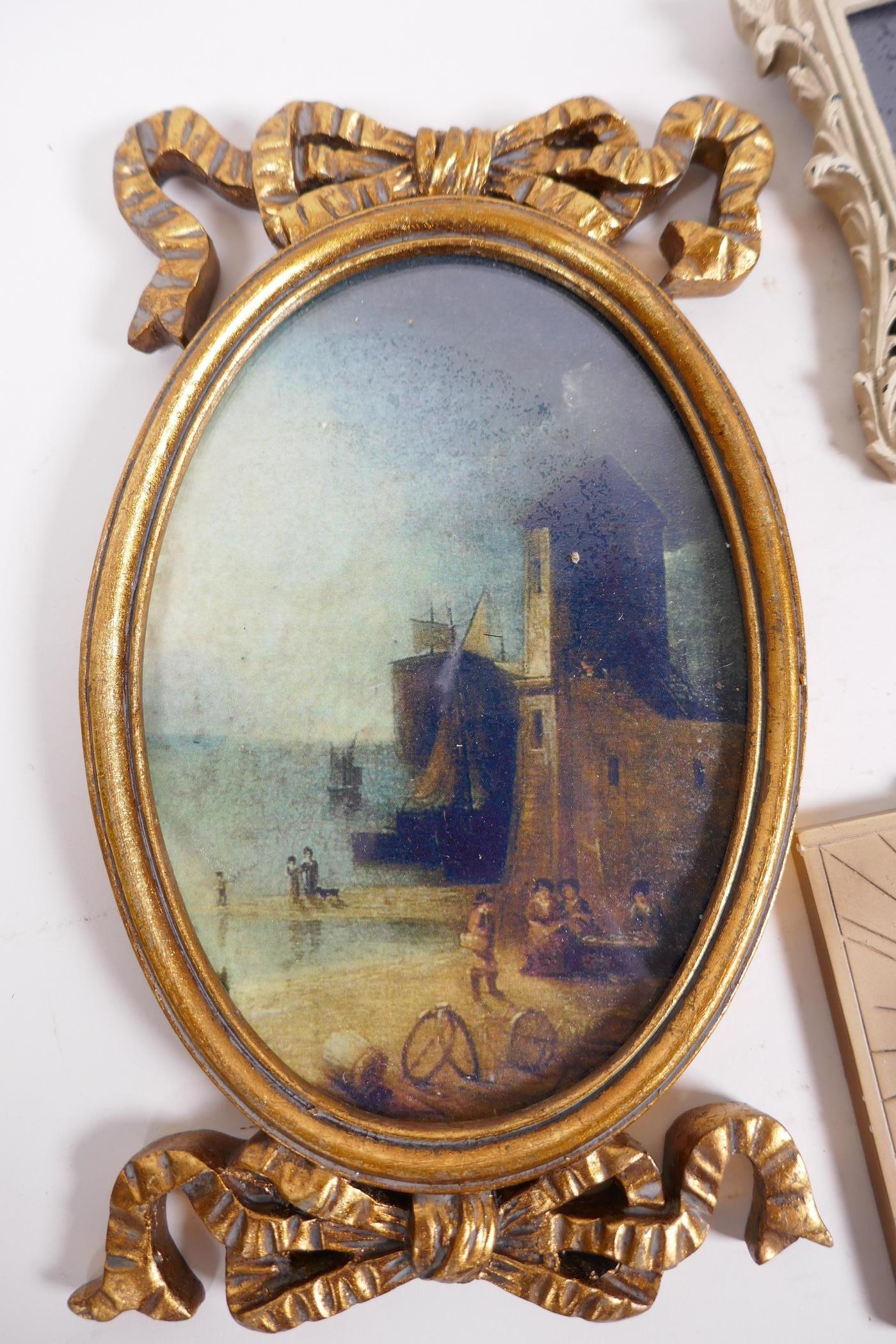 Four miniature colour prints in different frames, largest 6½" x 4½" - Image 2 of 5