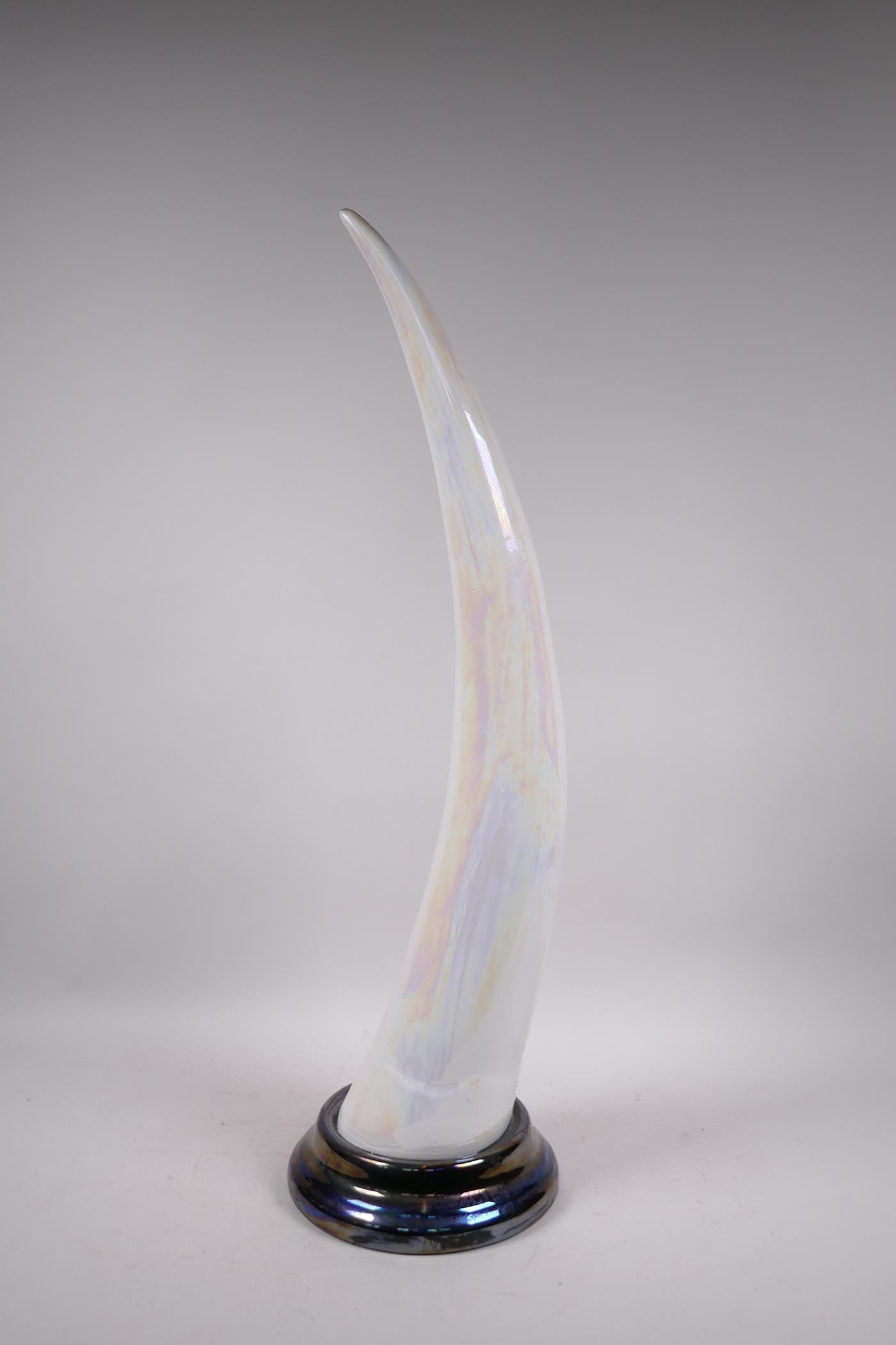 A lustre glazed ceramic tusk, 27½" - Image 3 of 6