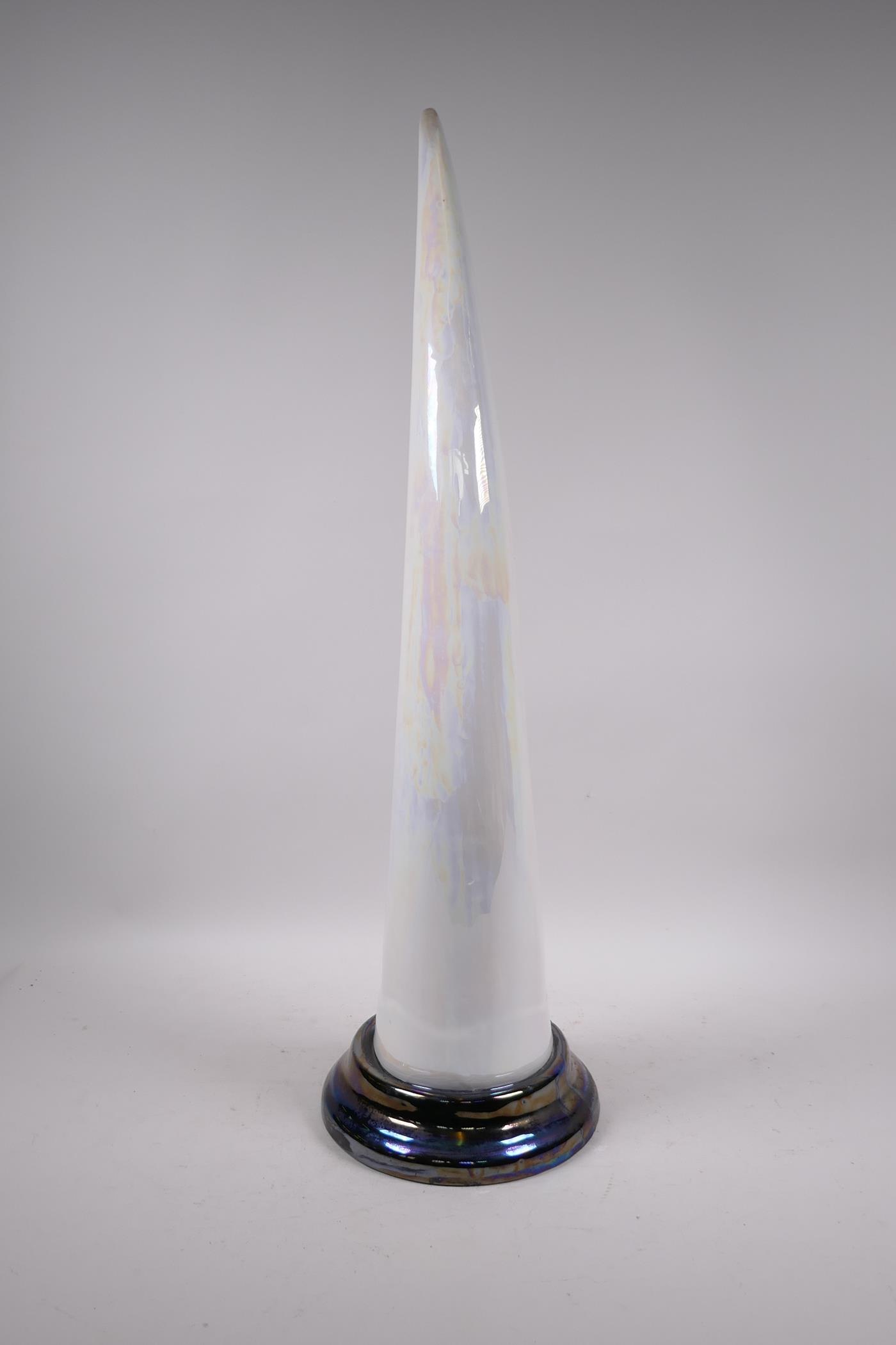 A lustre glazed ceramic tusk, 27½" - Image 4 of 6