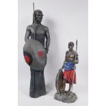Two composition figures of African warriors, tallest 19"