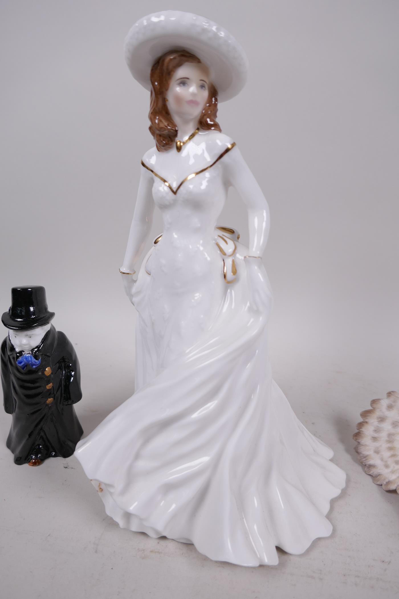 A Royal Worcester porcelain figurine 'Birthday Wish', together with a candle snuffer 'The Artful - Image 5 of 6