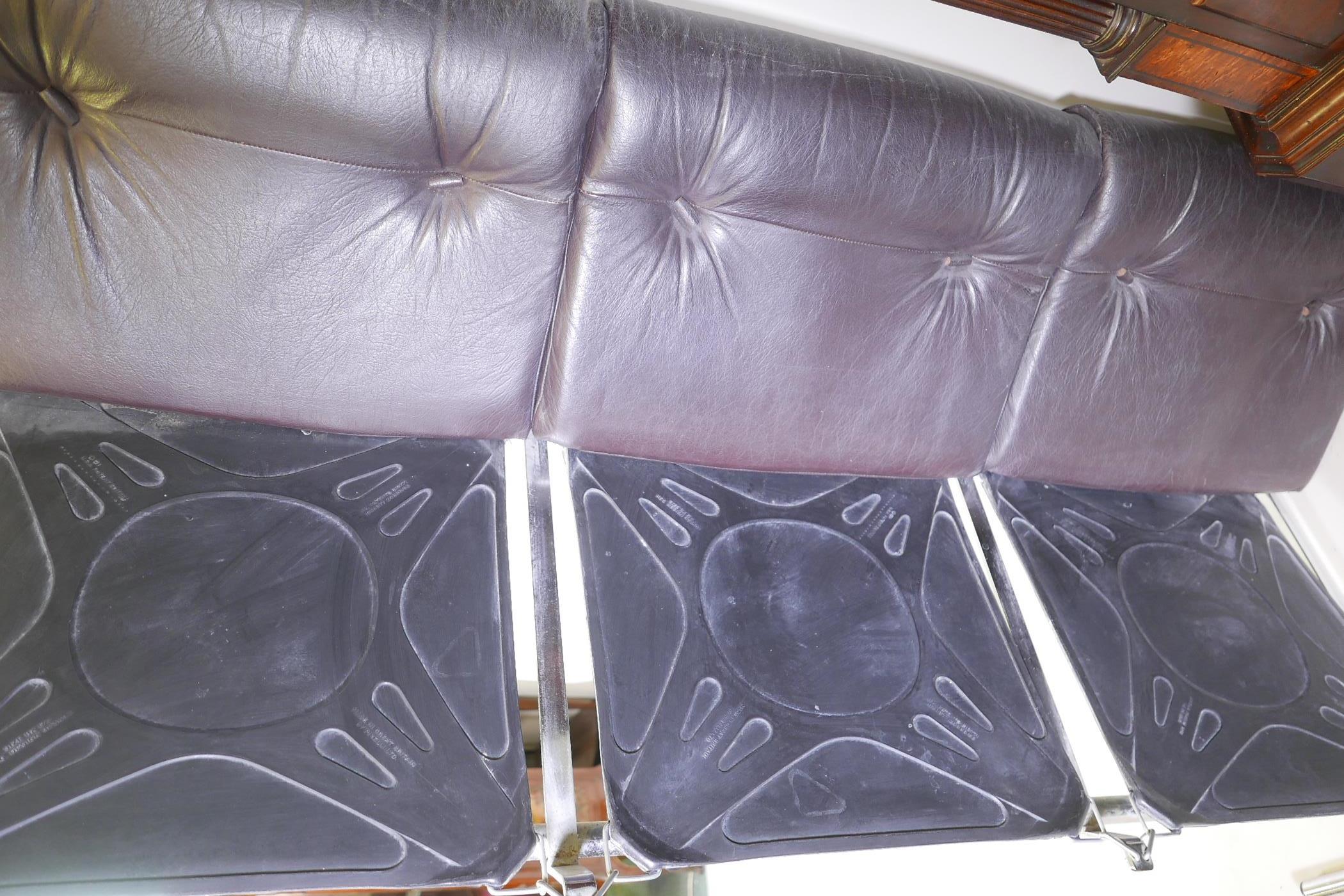 A 1970s Pieff 'Beta' leather and chrome three seat sofa designed by Tim Bates, 68" x 30", 27" high - Image 3 of 4