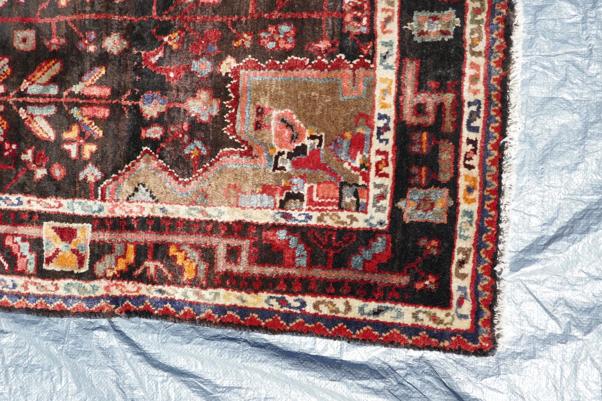 A multicoloured ground Iranian village rug with a bespoke all over design, 116" x 55" - Image 4 of 5