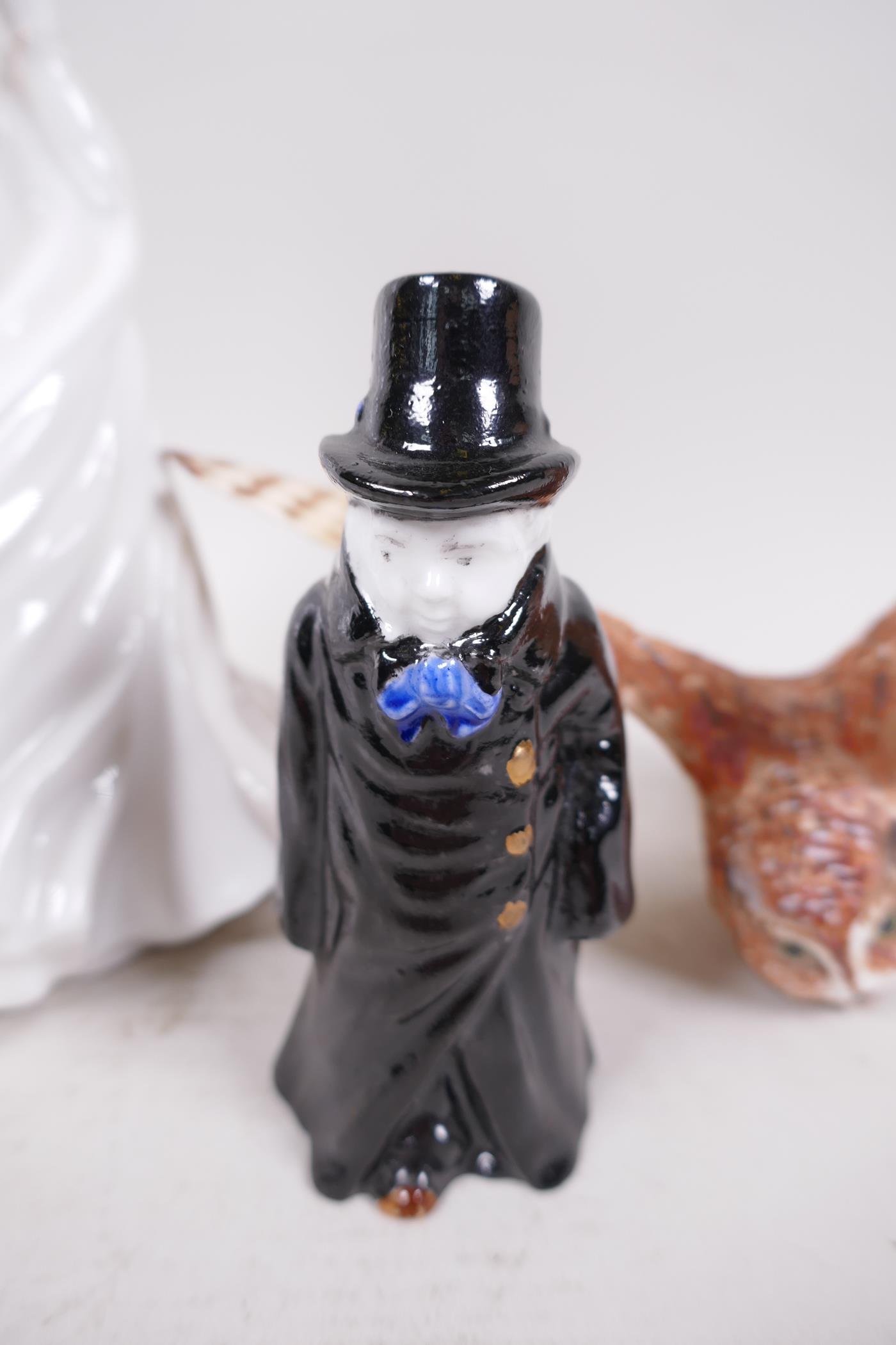 A Royal Worcester porcelain figurine 'Birthday Wish', together with a candle snuffer 'The Artful - Image 2 of 6