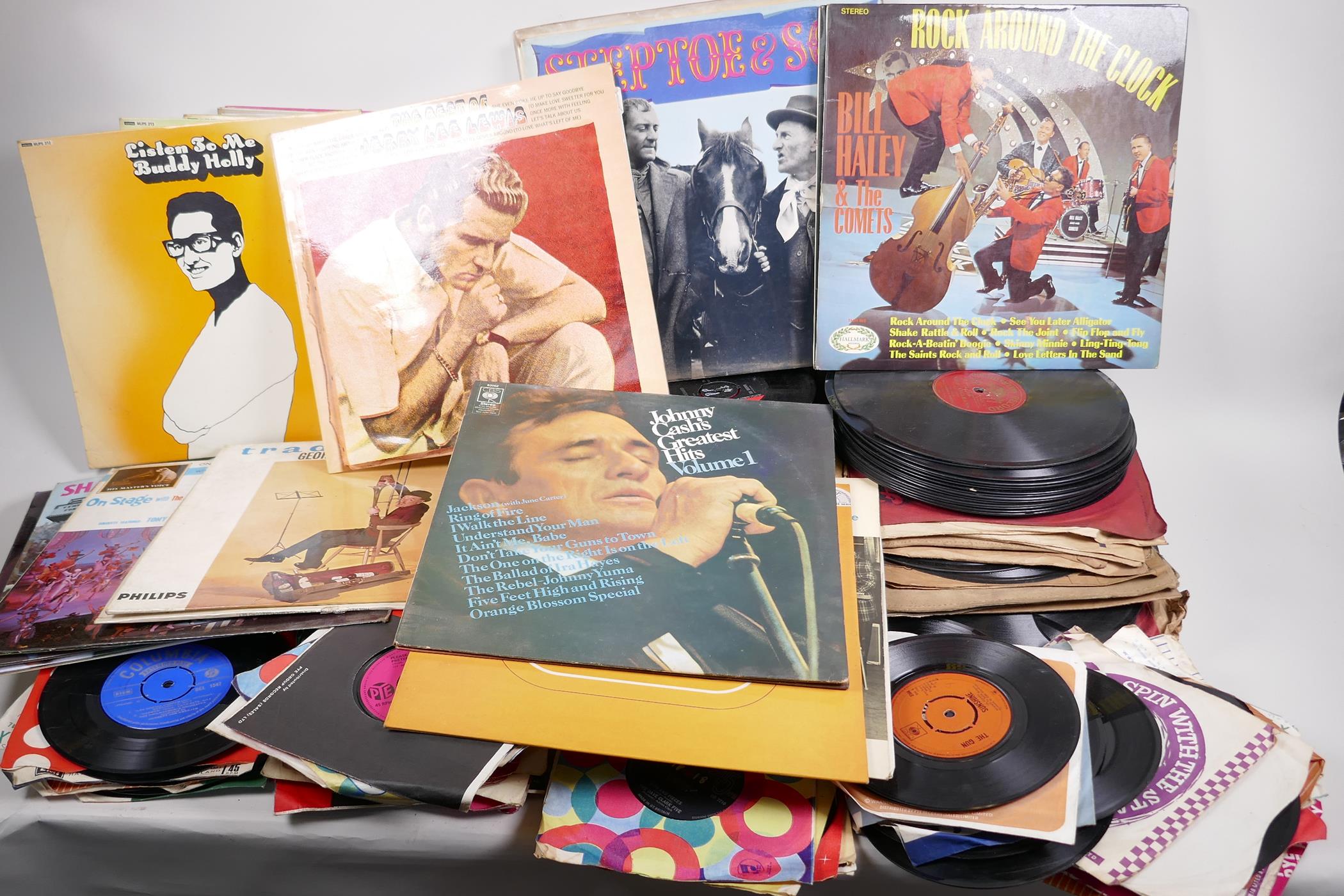 A quantity of records including LPs, 45s and 78s, featuring Buddy Holly, Gerry Lee Lewis etc - Image 2 of 7