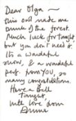 Emma Thompson (British, b.1959) – a handwritten autographed note card wishing Olga good luck