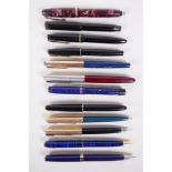 A miscellaneous collection of Parker fountain pens, ballpoints and propelling pencils, to include