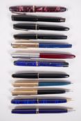 A miscellaneous collection of Parker fountain pens, ballpoints and propelling pencils, to include
