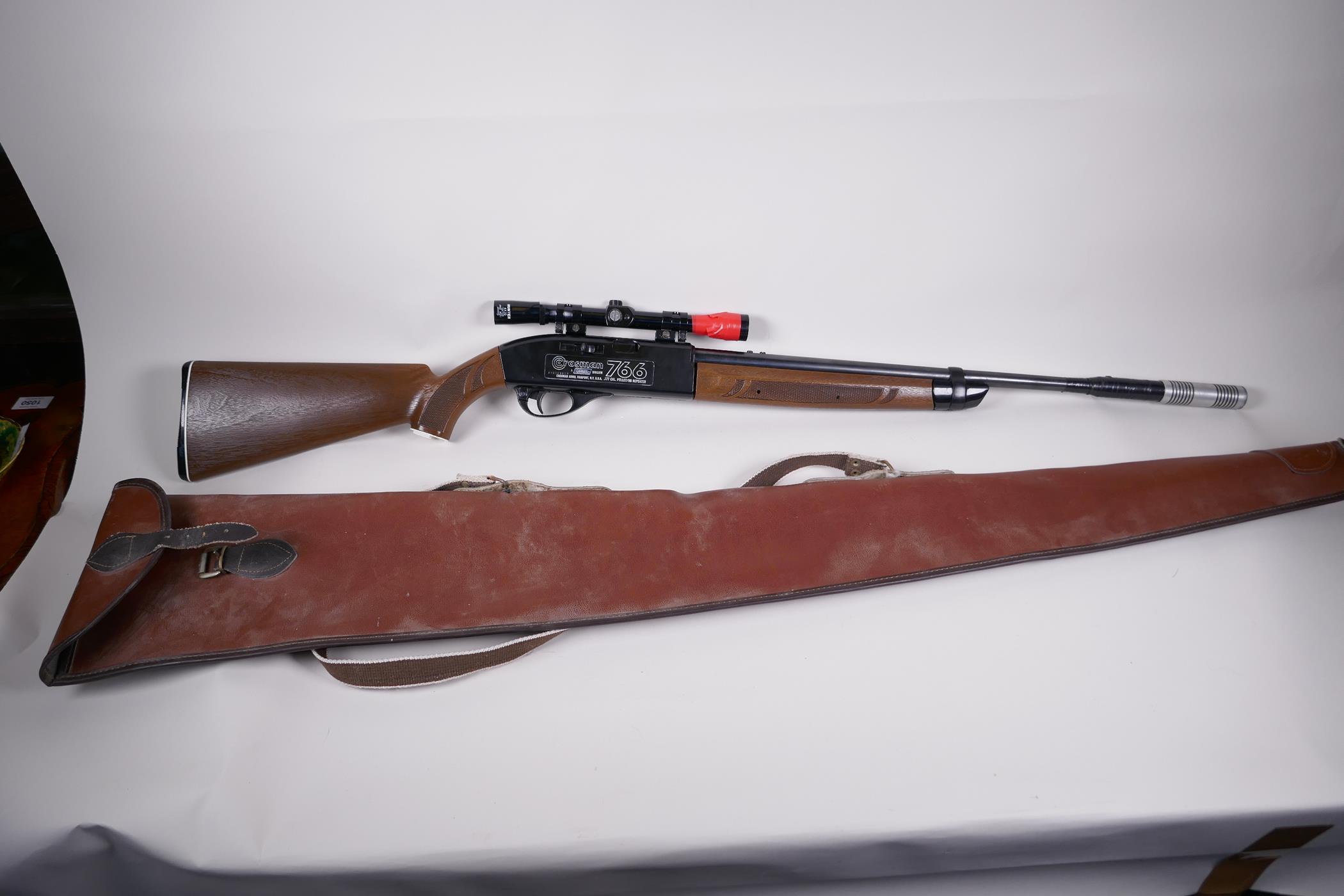 An American pump action Grossman 766 .177 calibre air rifle with sights and silencer (faults) 43"