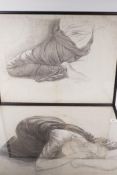 A pair of late C19th/early C20th life studies, pencil drawings, 24" x 19"