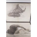A pair of late C19th/early C20th life studies, pencil drawings, 24" x 19"