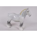 A Beswick pottery figure of a grey shire horse, 8" high